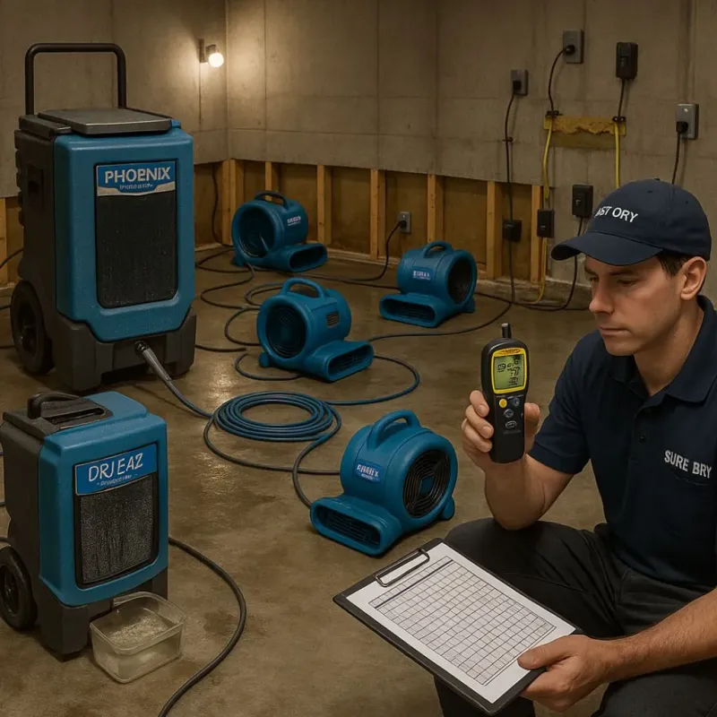 Structural Drying and Dehumidification process in Schwenksville, PA